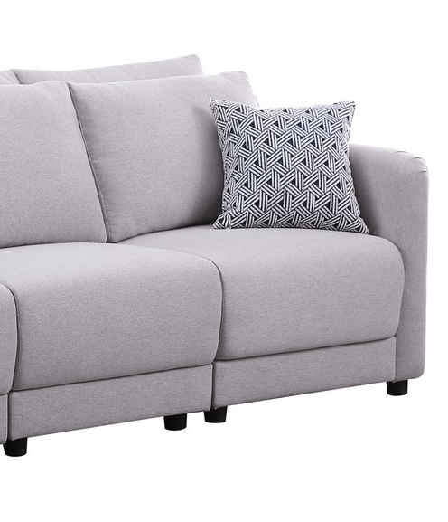 Penelope Light Gray Linen Fabric Sofa with Pillows - Home Elegance USA