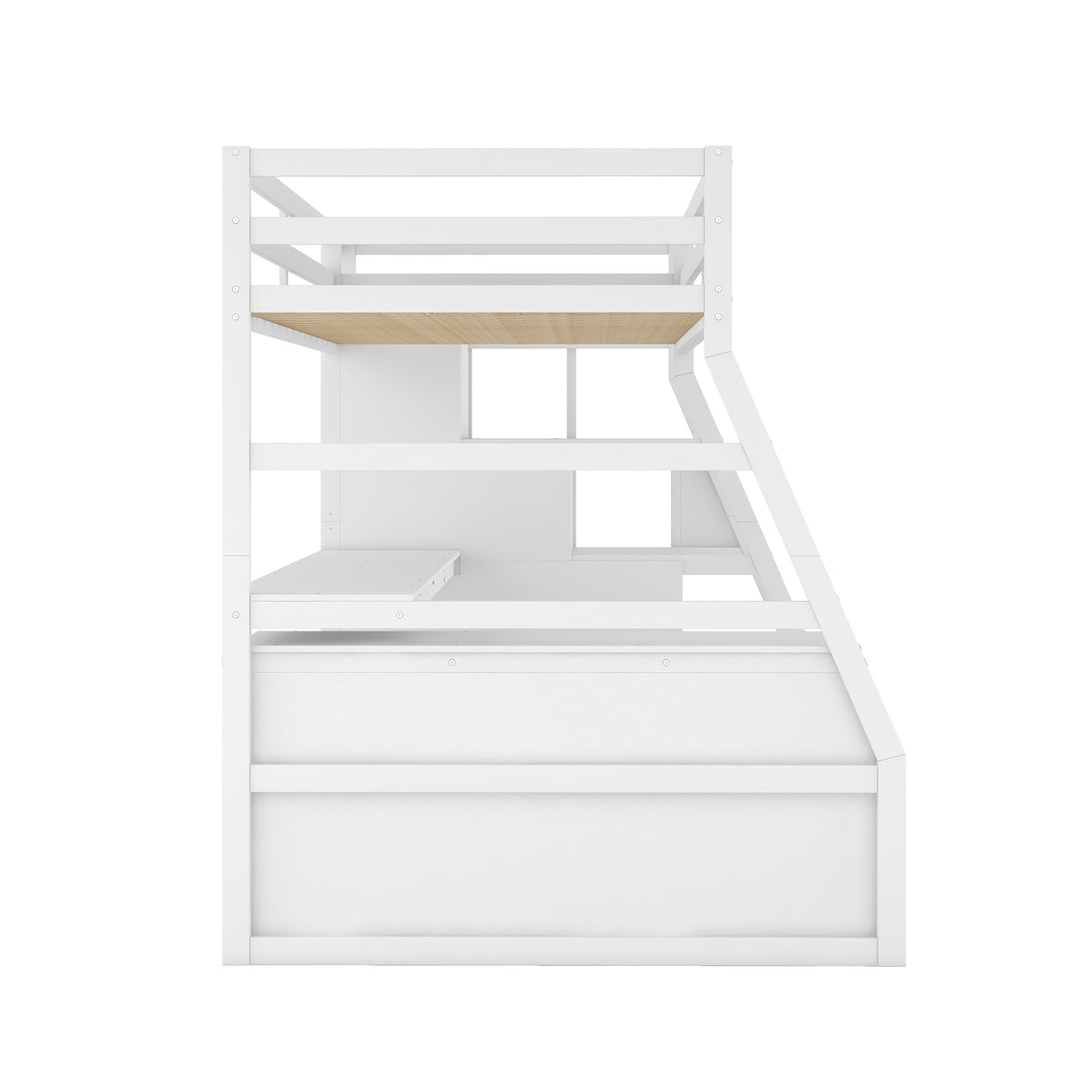 Twin Size Loft Bed with with 7 Drawers 2 Shelves and Desk - White - Home Elegance USA