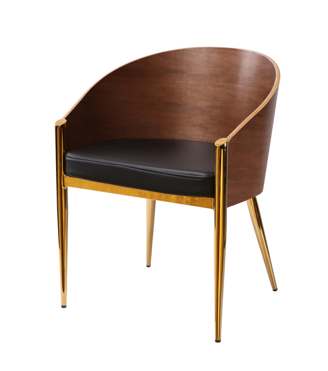 Modrest Claret Modern Walnut & Black Leatherette Accent Chair - Home Elegance USA