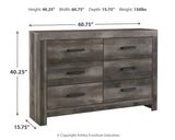 Wynnlow - Gray - 5 Pc. - Dresser, Mirror, Queen Crossbuck Panel Bed - Home Elegance USA