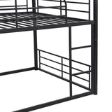 Full Size Metal Bunk Bed with Ladders and Slide, Divided into One Platform and Loft Bed, Black - Home Elegance USA