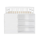 Full over Full Bunk Bed with 4 Drawers and 3 Shelves-White - Home Elegance USA