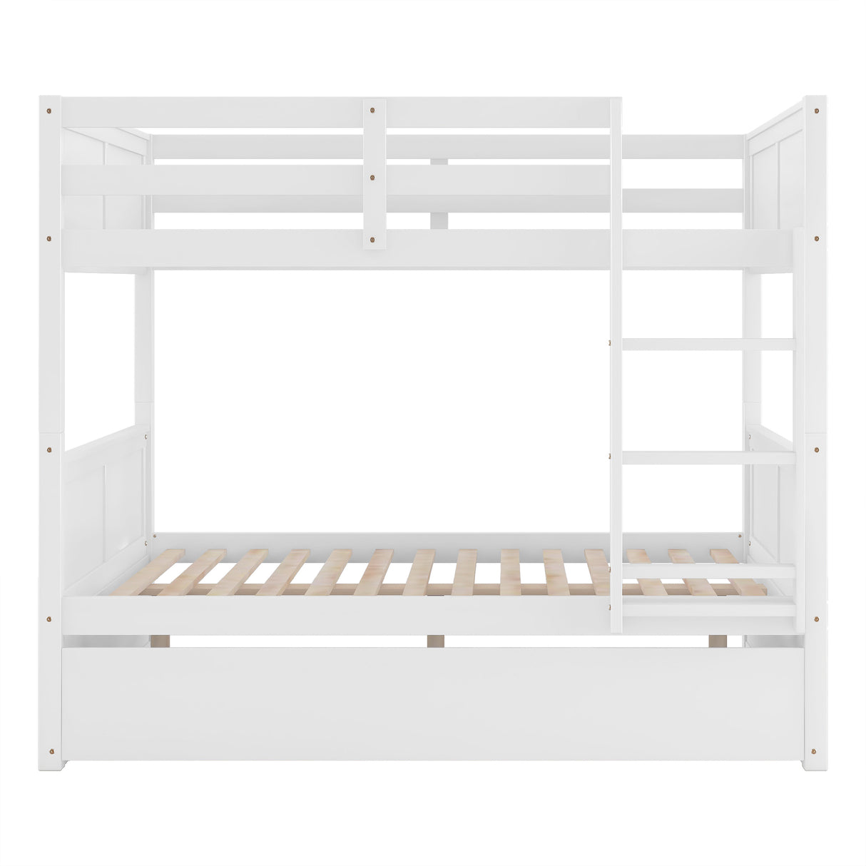 Full Over Full Bunk Bed with Twin Size Trundle, White ( old sku: LP000250AAK ) - Home Elegance USA