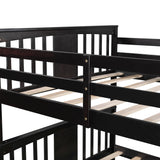 Full over Full Bunk Bed with Ladder for Bedroom, Guest Room Furniture-Espresso(OLD SKU :LP000203AAP) - Home Elegance USA