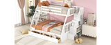 Twin-Over-Full Bunk Bed with Drawers，Ladder and Storage Staircase, White - Home Elegance USA