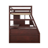 Twin Size Loft Bed with with 7 Drawers 2 Shelves and Desk - Espresso - Home Elegance USA