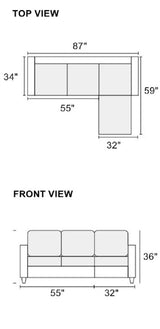 Slate Color Polyfiber Reversible Sectional Sofa Set Chaise Pillows Plush Cushion Couch Nailheads - Home Elegance USA