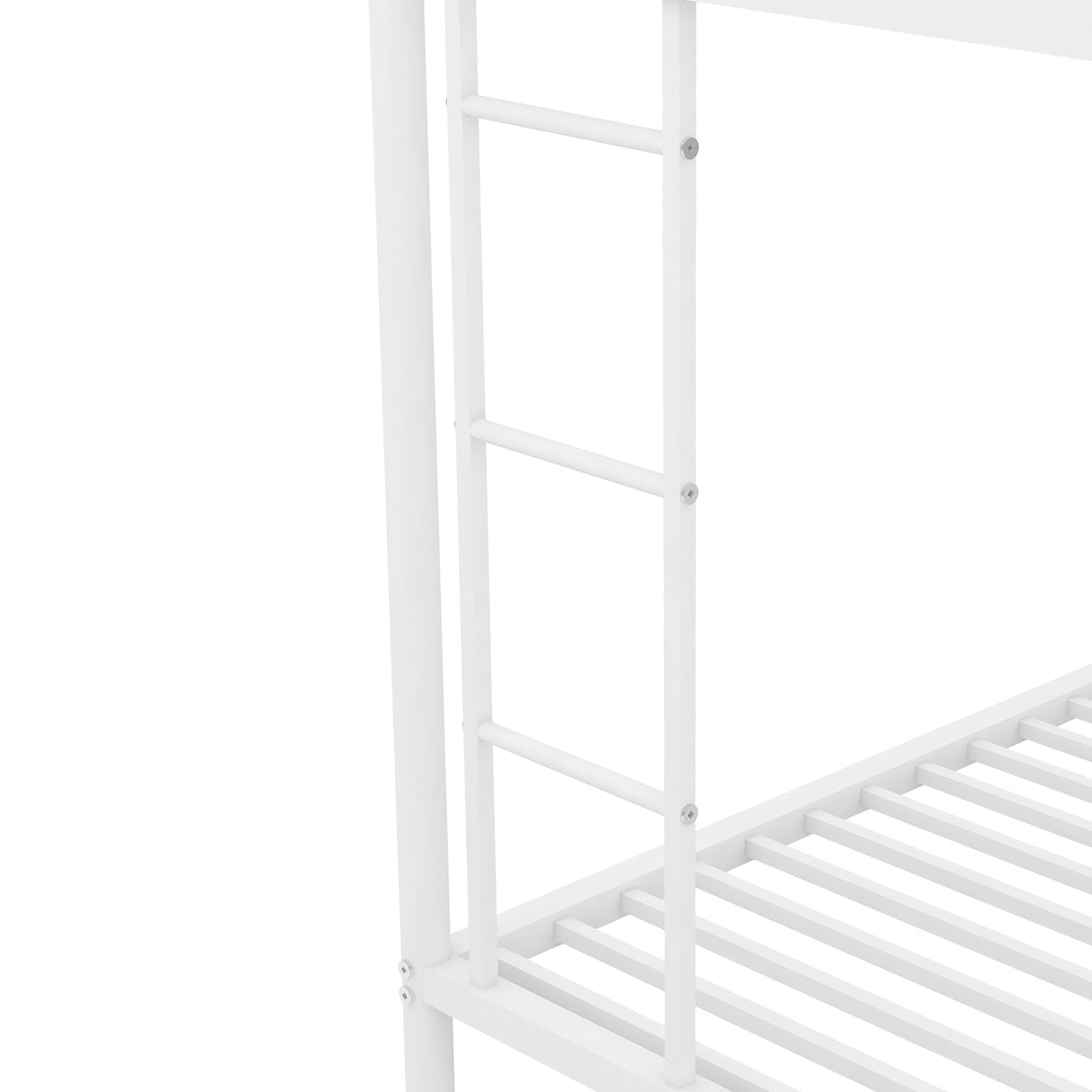 Twin over Full Bed with Sturdy Steel Frame, Bunk Bed with Twin Size Trundle, Two-Side Ladders, White(OLD SKU:MF194424AAK) - Home Elegance USA