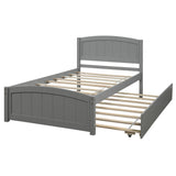 Twin size Platform Bed with Trundle, Gray - Home Elegance USA