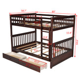 Full-Over-Full Bunk Bed with Ladders and Two Storage Drawers (Espresso) - Home Elegance USA