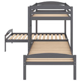 Twin over Twin over Twin Bed L-shaped Bunk Bed, Pine Wood Bed Frame, Gray - Home Elegance USA