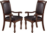 Majestic Royal Dining Room Table w Leaf 2x Arm Chairs And 6x Side Chairs Brown 9pc Set Rubberwood Dining Table Double Pedestal Base Rectangle Table - Home Elegance USA