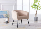 Luxurious Design 1pc Accent Chair Beige Velvet Clean Line Design Fabric Upholstered Metal Legs Stylish Living Room Furniture - Home Elegance USA