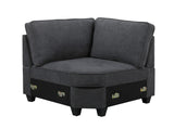 Leo Dark Gray Woven 7Pc Modular L-Shape Sectional Sofa and Ottoman - Home Elegance USA