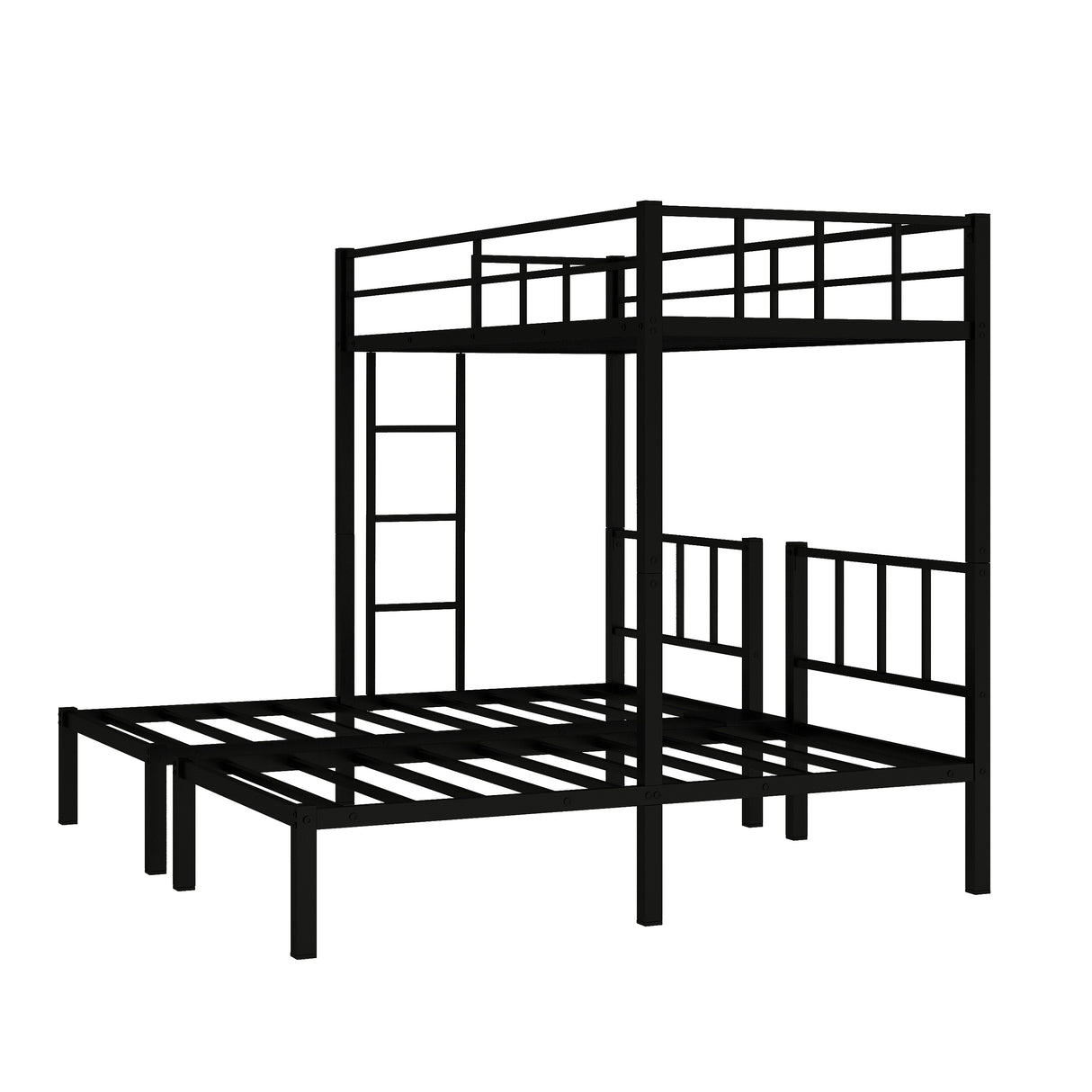 Twin over Twin & Twin Bunk Beds for 3, Twin XL over Twin & Twin Bunk Bed Metal Triple Bunk Bed, Black (Pre-sale date: June 10th) - Home Elegance USA