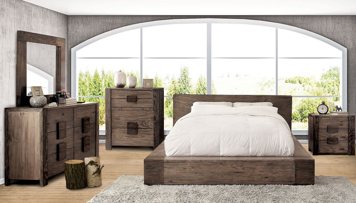 Janeiro - 5 Piece Queen Bedroom Set With 2Ns - Rustic Natural Tone - Wood - Home Elegance USA