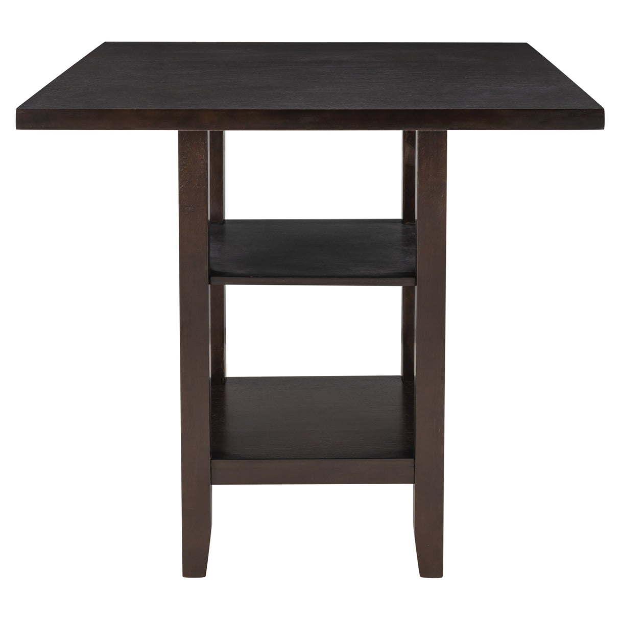 TREXM 5-Piece Wooden Counter Height Dining Set with Padded Chairs and Storage Shelving (Espresso) - Home Elegance USA