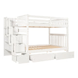 Full Over Full Bunk Bed with Shelves and 6 Storage Drawers, White(Old SKU：LP000046AAK) - Home Elegance USA