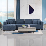 134'' Mid Century Modern Sofa with Left Chaise for Living Room Sofa, BLUE - W876S00052 - image - 6