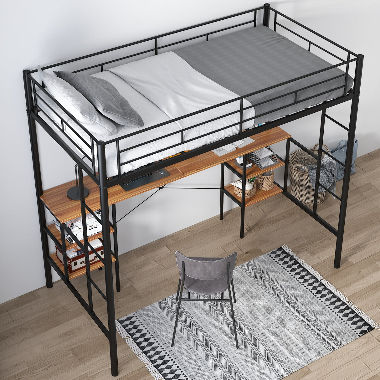 Metal Bunk Bed WIth Sandalwood