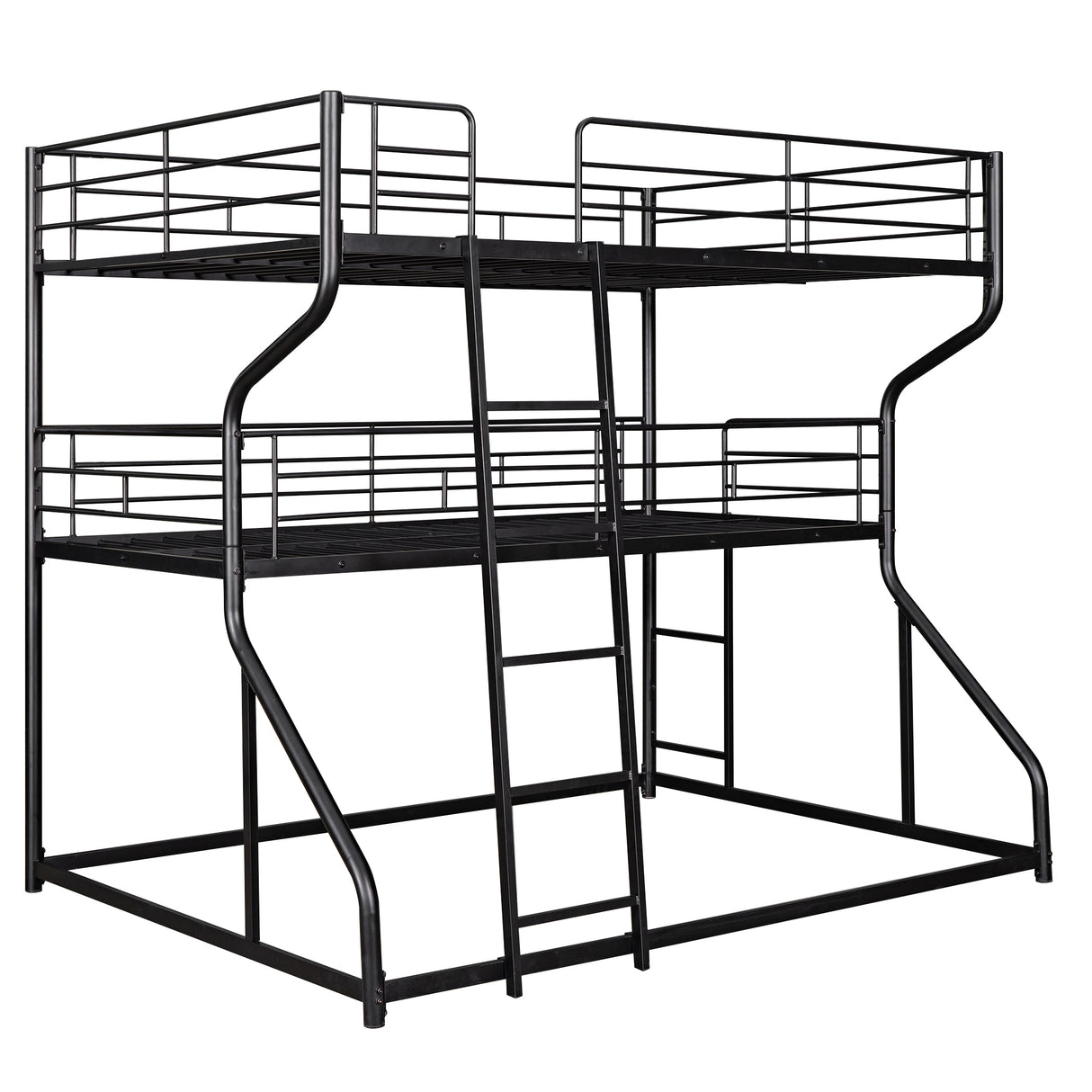 Full XL over Twin XL over Queen Size Triple Bunk Bed with Long and Short Ladder,Black - Home Elegance USA