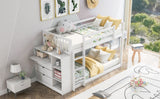 Twin over Twin Bunk Bed with Attached Cabinet and Shelves Storage,White (OLD SKU:GX000513AAK) - Home Elegance USA