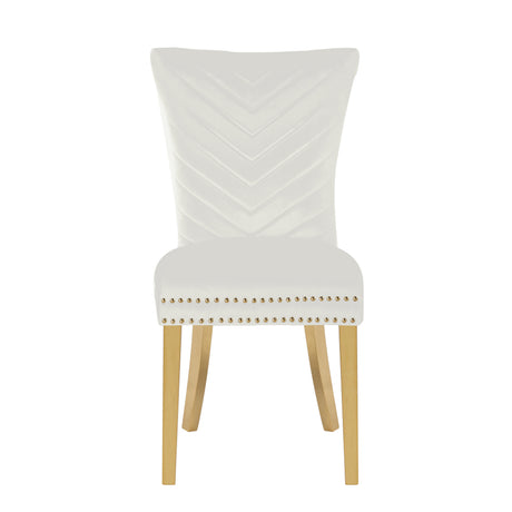 Eva 2 Piece Gold Legs Dining Chairs Finished with Velvet Fabric in Beige - Home Elegance USA