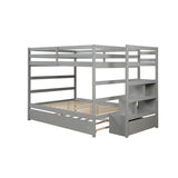 Full over Full Bunk Bed with Twin Size Trundle (Gray)(OLD SKU :LP000033AAE) - Home Elegance USA