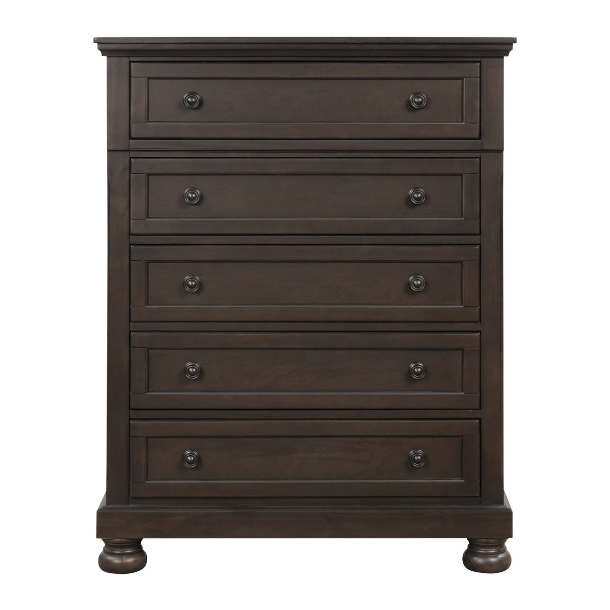 Traditional Design Bedroom Furniture 1pc Chest of 5x Drawers Grayish Brown Finish Wooden Furniture - Home Elegance USA