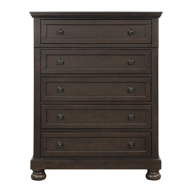 Traditional Design Bedroom Furniture 1pc Chest of 5x Drawers Grayish Brown Finish Wooden Furniture - Home Elegance USA