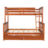 Twin-Over-Full Bunk Bed with Ladders and Two Storage Drawers (Walnut) ( old sku:LT000165AAD） - Home Elegance USA