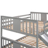 Full Over Full Bunk Bed with Ladder with Slide, Gray (Old SKU :LP000208AAE) - Home Elegance USA