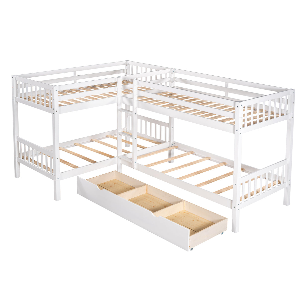 Twin L-Shaped Bunk bed with Drawers-Gray(OLD SKU :LP000038AAK) - Home Elegance USA