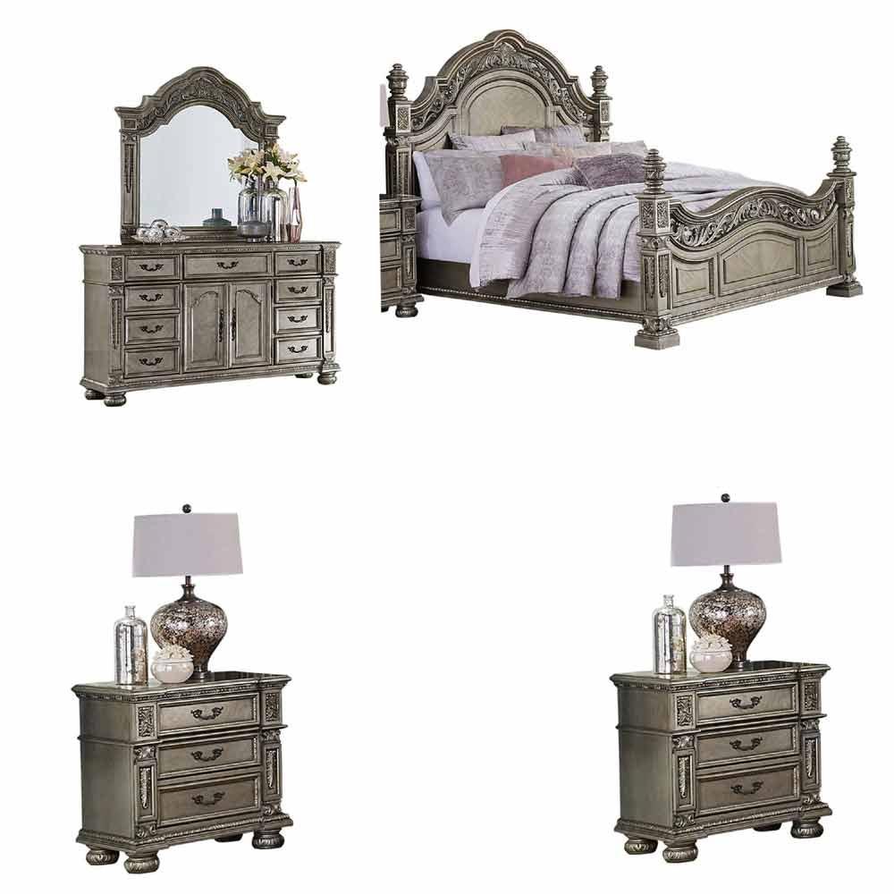 Homelegance - Catalonia 5 Piece Queen Bedroom Set In Platinum Gold - 1824Pg-1-5