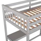 Twin Size Loft Bed with Storage Shelves and Under-bed Desk, Gray(OLD SKU:SM000245AAE-1) - Home Elegance USA