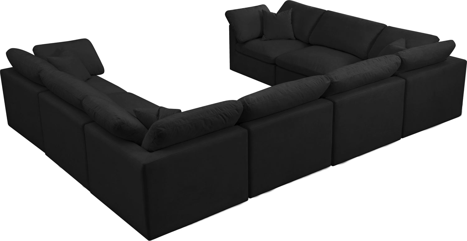 Plush Cloud Modular Sectional Sofa in Black Fabric with customizable design and luxurious cushions- Home Elegance USA - Home Elegance USA