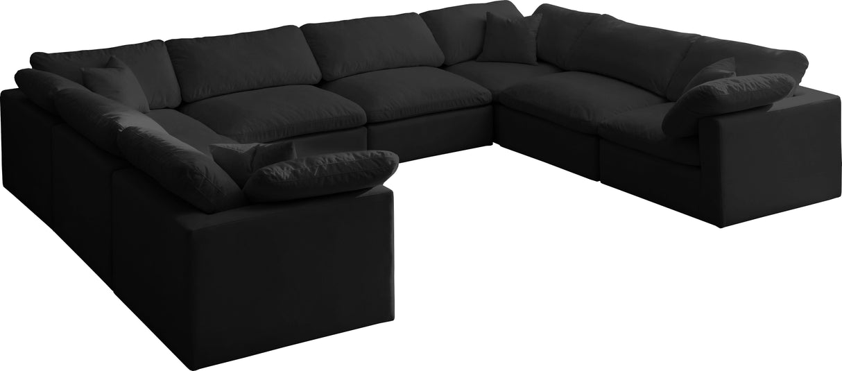 Plush Cloud Modular Sectional Sofa in Black Fabric with customizable design and luxurious cushions- Home Elegance USA