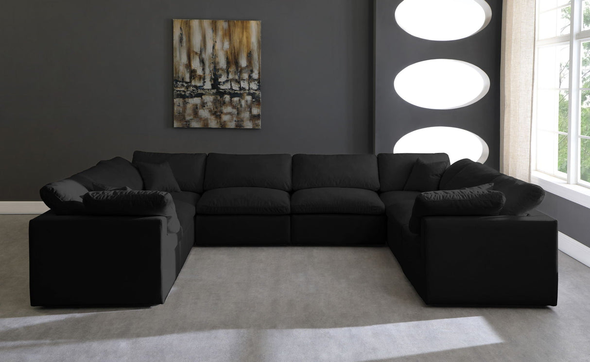 Plush Cloud Modular Sectional Sofa in Black Fabric with customizable design and luxurious cushions- Home Elegance USA - Home Elegance USA