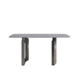63"Modern artificial stone gray curved black metal leg dining table -6 people - Home Elegance USA