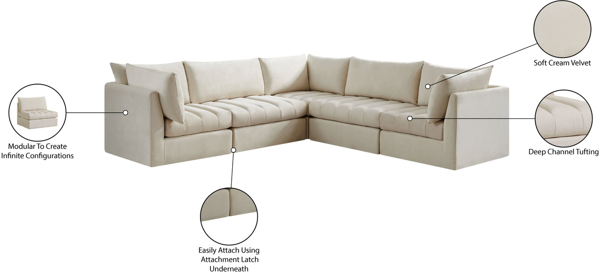 Jacob - Modular Sectional 5 Piece - Cream - Fabric - Home Elegance USA