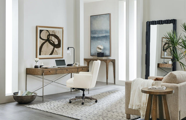 Chapman 60-Inch Writing Desk in Sorrel Oak with Metal Legs - Hooker Furniture