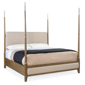 Chapman Four Poster Bed | Upholstered Bed in Samantha Taupe | Hooker Furniture