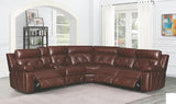 Brown Leather Power Reclining Sectional Chester 603440PP | Coaster | Home Elegance USA