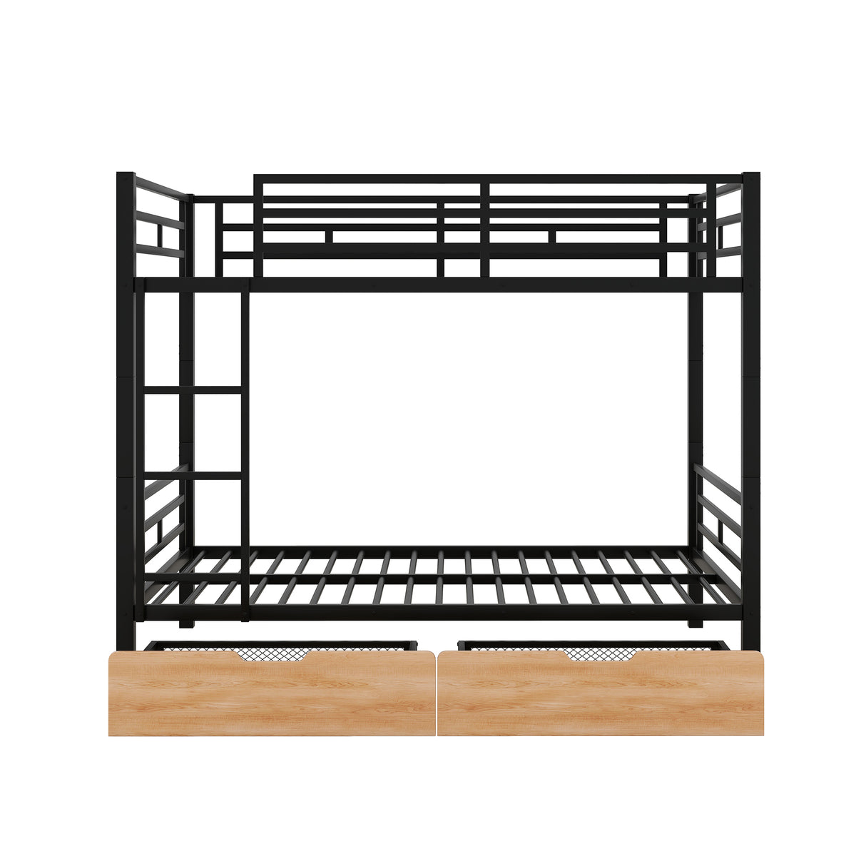 Metal Full Size Convertible Bunk Bed with 2 Drawers, Black(Expected Arrival Time: 9.18)