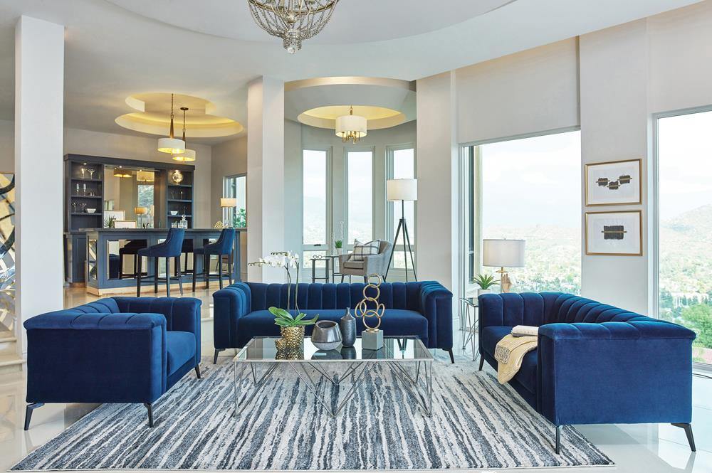 Chalet - 2 Piece Living Room Set - Blue - Home Elegance USA