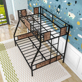 Twin Over Full Metal Bunk Bed, Heavy Duty Metal Bed Frame with Safety Rail , 2 Side Ladders & Decorative Wood ,No Box Spring Needed - Home Elegance USA