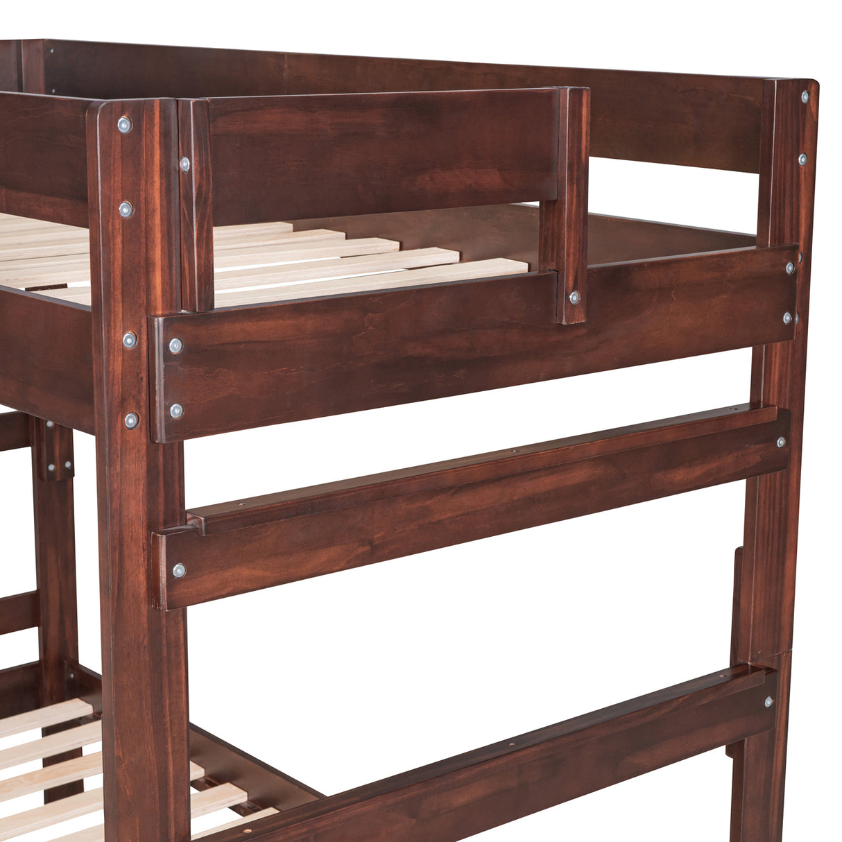 Twin over Twin Wood Bunk Bed with 2 Drawers, Espresso - Home Elegance USA