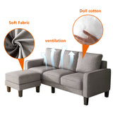 Modern Living Room Furniture L Shape Sofa with Ottoman in Dark Grey Fabric Home Elegance USA