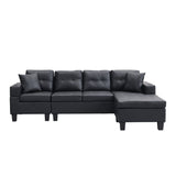 Sectional Sofa Set for Living Room with L Shape  Chaise Lounge ,cup holder and  Left or Right Hand Chaise  Modern 4 Seat (BLACK) - Home Elegance USA