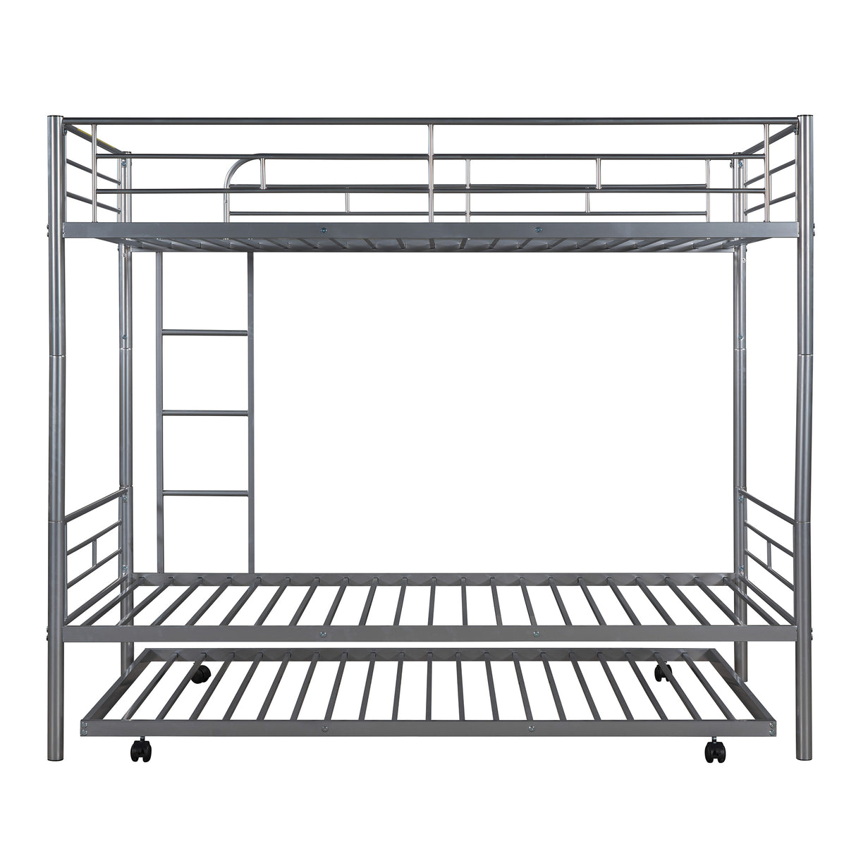 Twin-Over-Twin Metal Bunk Bed With Trundle,Can be Divided into two beds,No Box Spring needed ,White ( old sku: MF194806AAN ) - Home Elegance USA